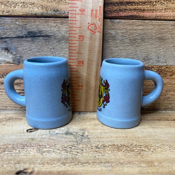 Lot of 4 Miniature German Stoneware Beer Mugs Stein Shot Glasses - Picture 8 of 8